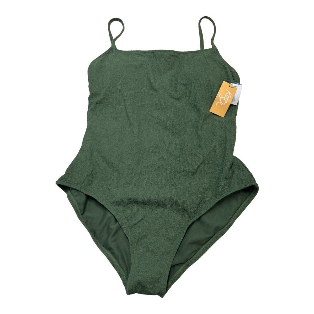 Kona‎ Sol Swimsuit Green One Piece Basket Weave Size XL Beach Resort Vacation
